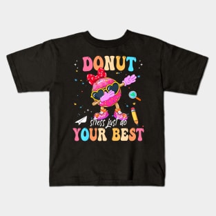 Groovy Donut Stress Best Testing Day Teachers Kids T-Shirt